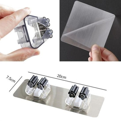 BUFFER® Pratik Organizer 4lü Yapışkanlı Fırça Paspas Mop Fırça Sabitleyici Ergonomik Alet Aparatı