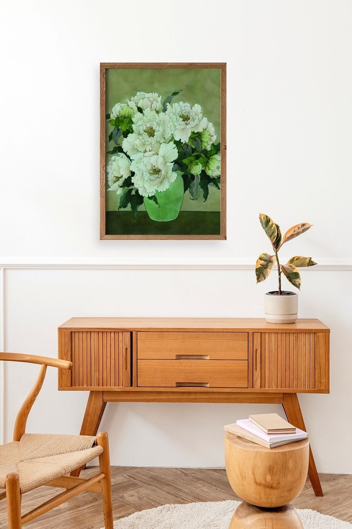 Çiçekler Ahşap Çerçeveli Tablo 50 x 70