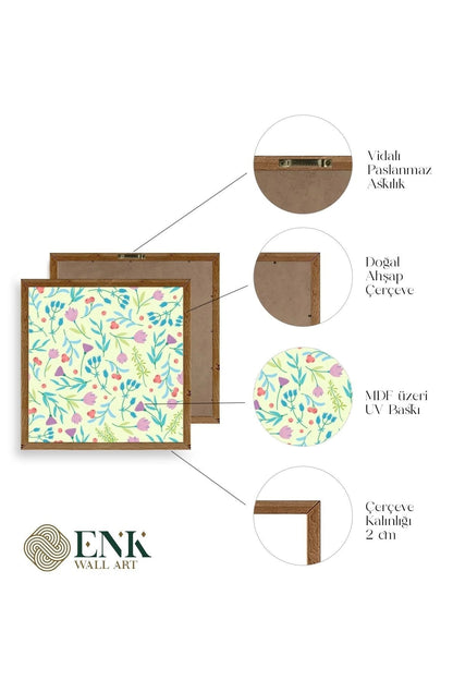 Çiçek Ahşap Çerçeveli Tablo 50 x 50