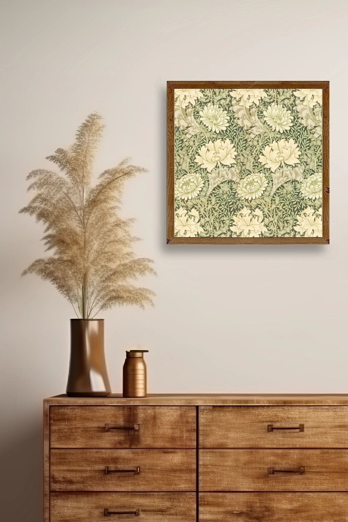 Çiçek Ahşap Çerçeveli Tablo 50 x 50