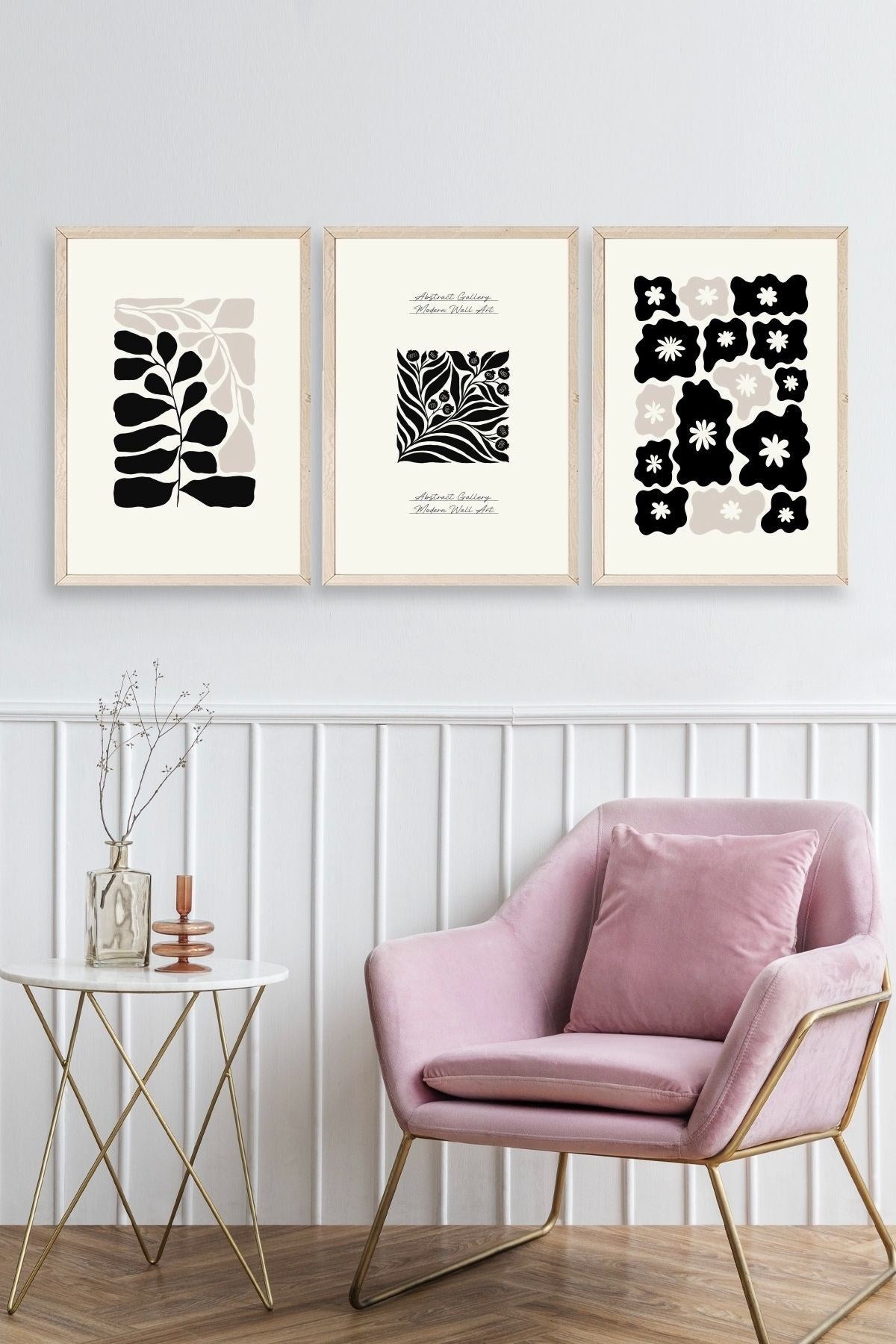 Modern Üçlü Ahşap Çerçeveli Tablo 50 x 70