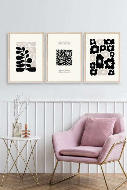 Modern Üçlü Ahşap Çerçeveli Tablo 50 x 70