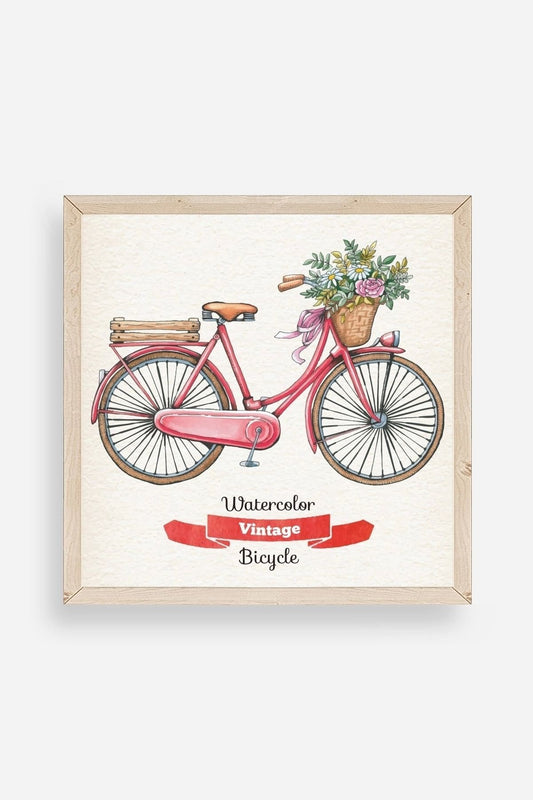 Bisiklet Ahşap Çerçeveli Tablo 42 x 42