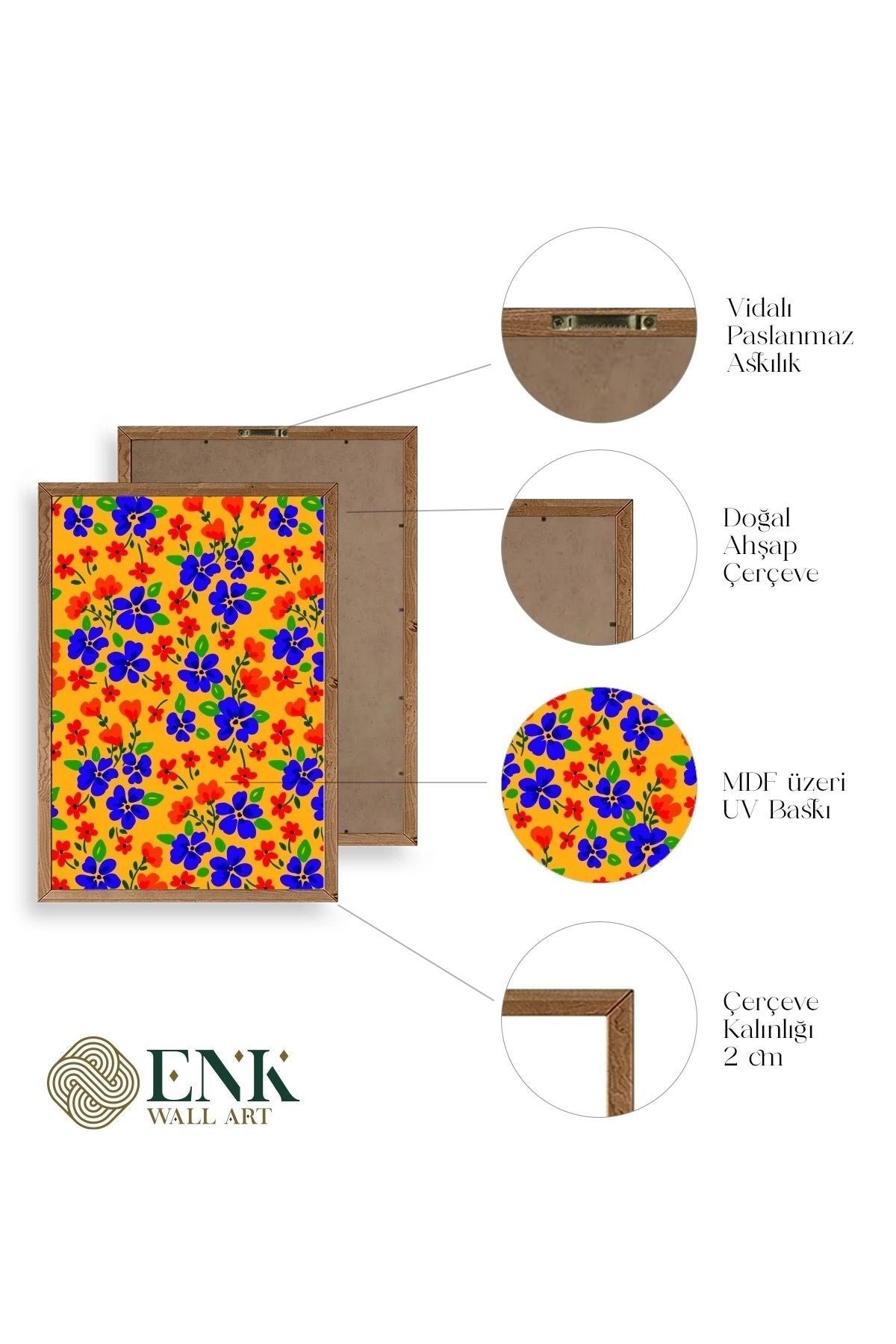 Çiçekler Ahşap Çerçeveli Tablo 23 x 30