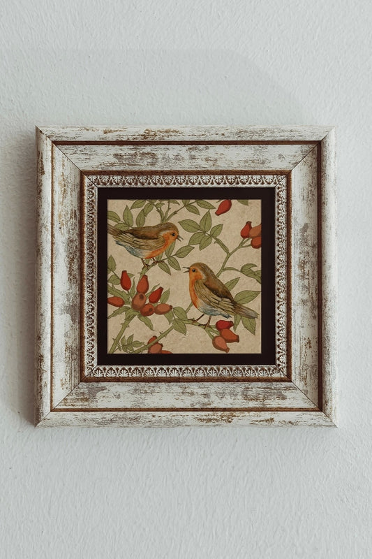 Kuş Çerçeveli Taş Tablo , Çerçeveli Taş Duvar Dekoru - Enkcrcvtbl-00091 20 cm