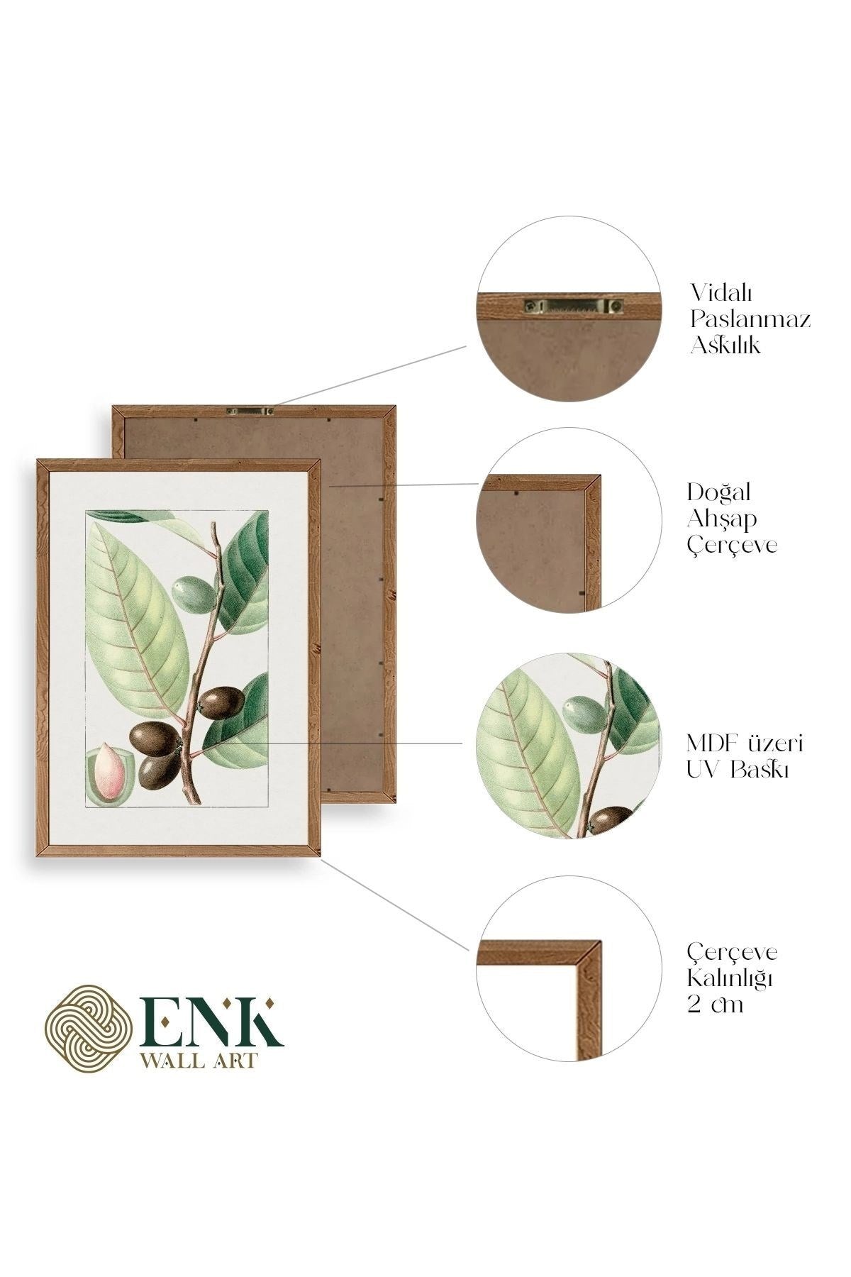 Zeytin Dalı Ahşap Çerçeveli Tablo 50 x 70