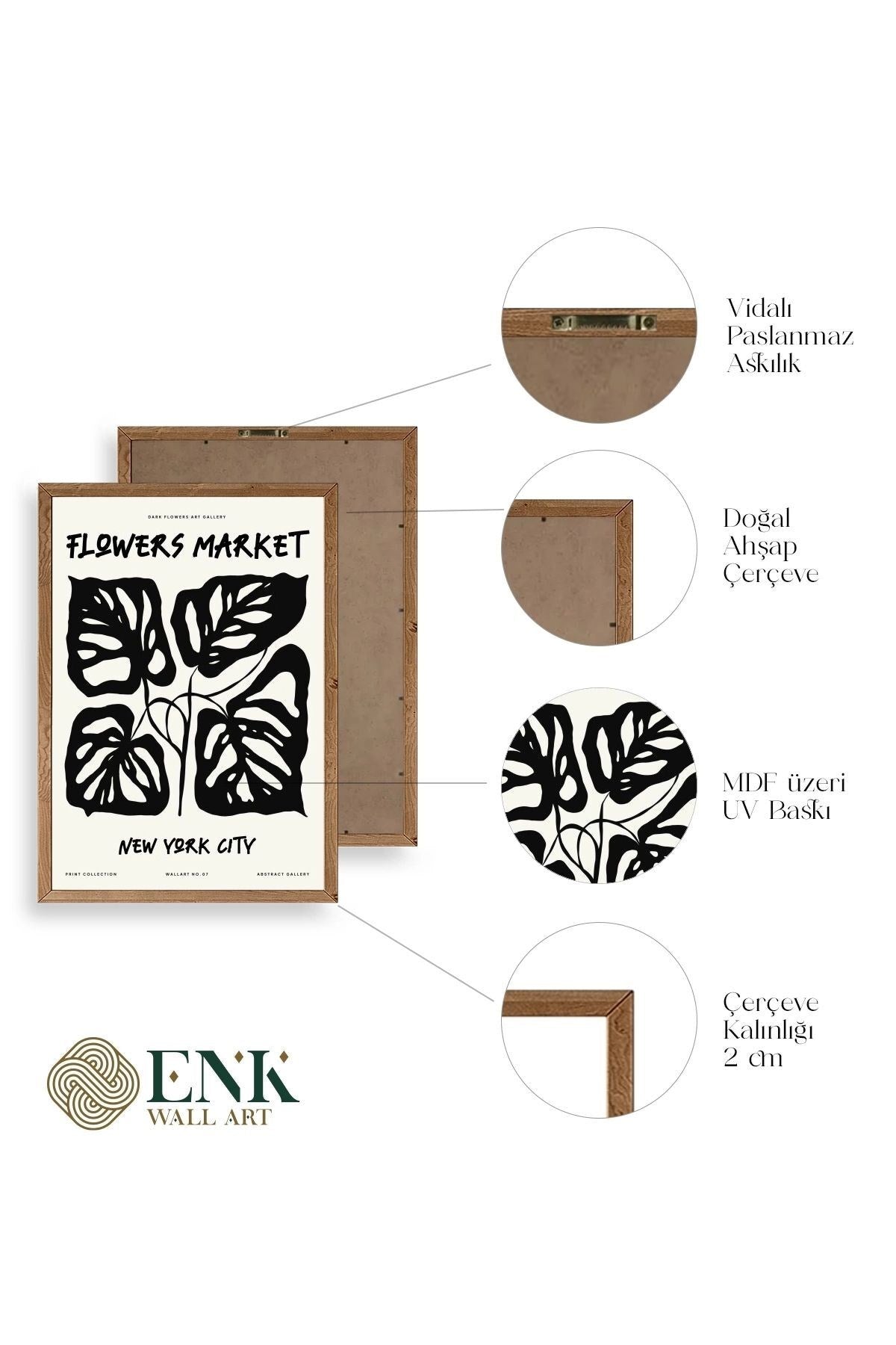 Yaprak Ahşap Çerçeveli Tablo 50 x 70