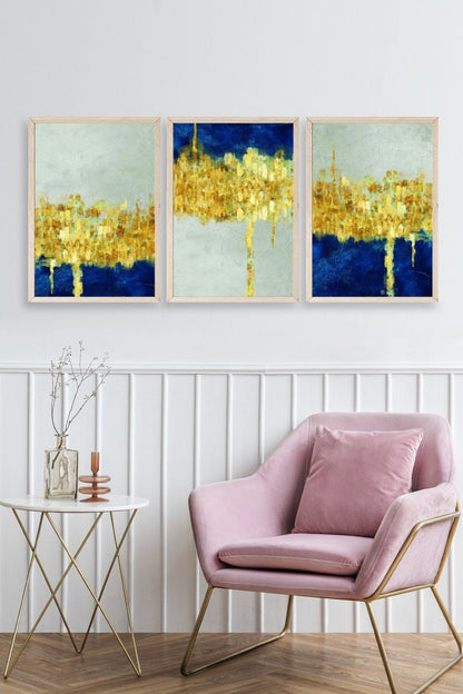 Ünlü Tablolar Üçlü Ahşap Çerçeveli Tablo 30 x 40