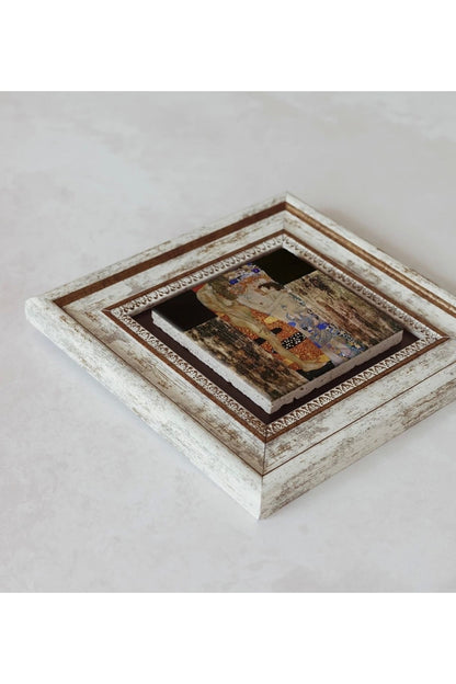 Gustav Klimt Çerçeveli Taş Tablo , Çerçeveli Taş Duvar Dekoru 20 cm