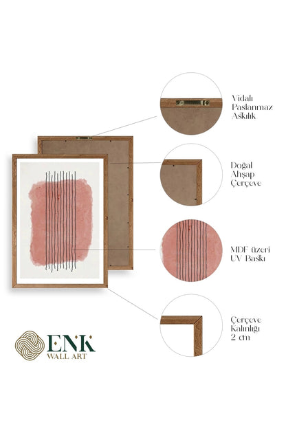 Şekiller Kare Üçgen Üçlü Ahşap Çerçeveli Tablo 17 x 23