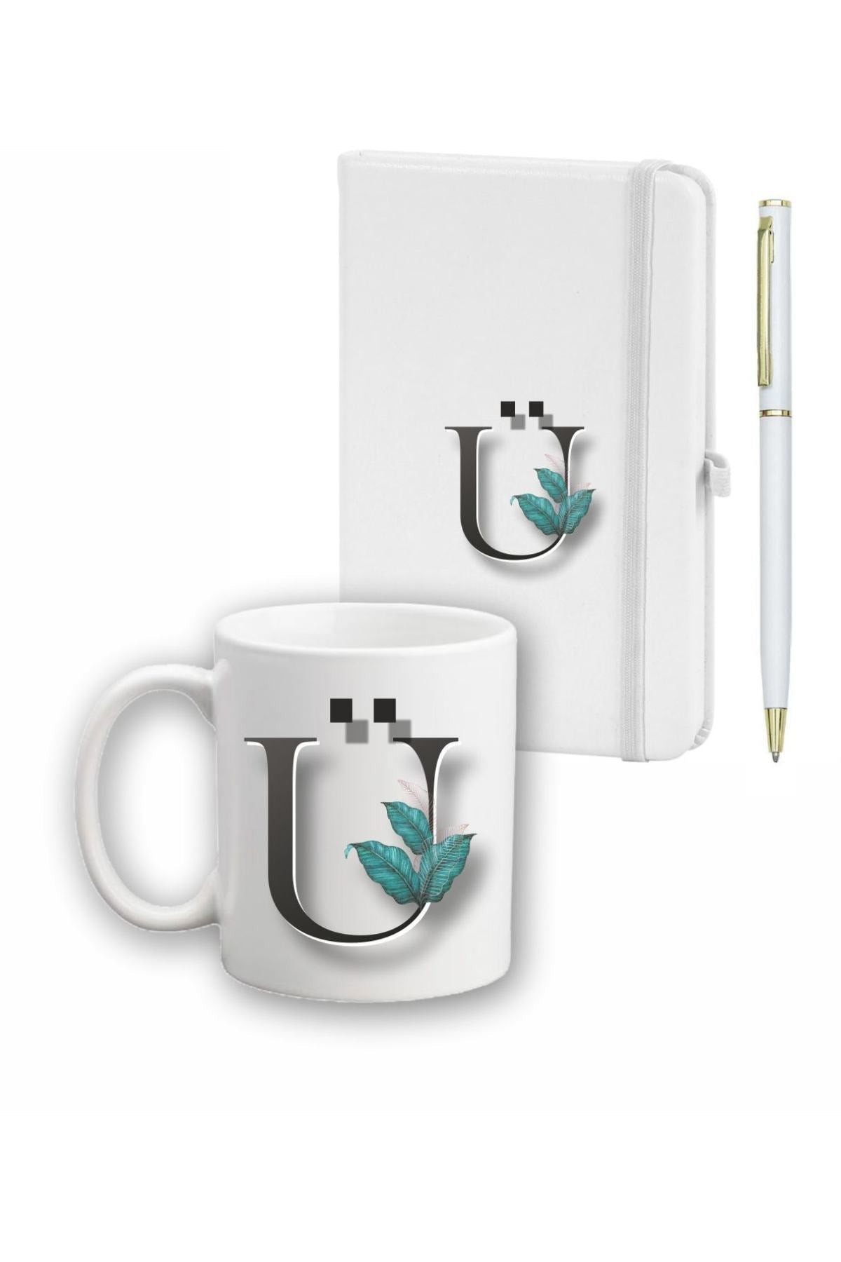 Yaprak Desen Ajanda, Kupa Ve Kalem Seti