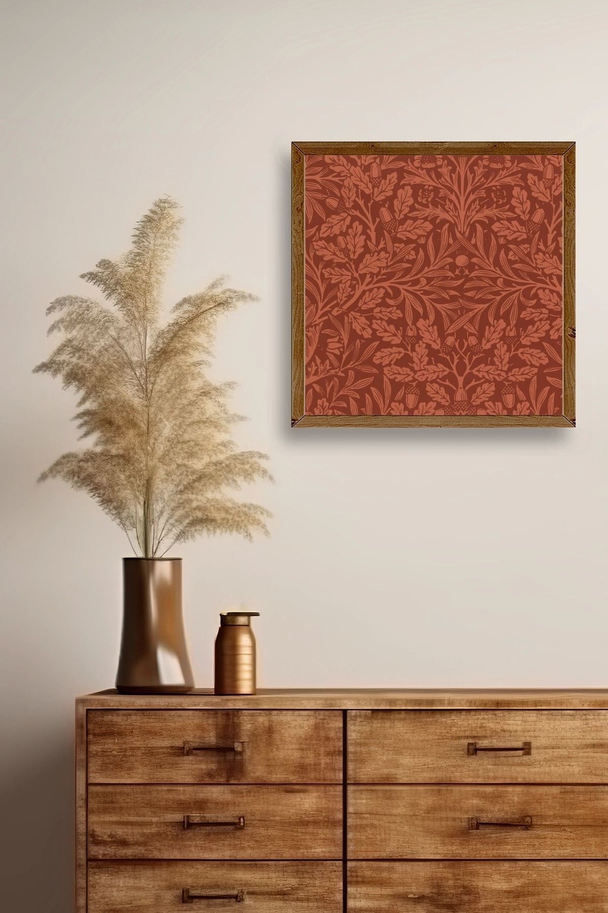 Yaprak Ahşap Çerçeveli Tablo 23 x 23