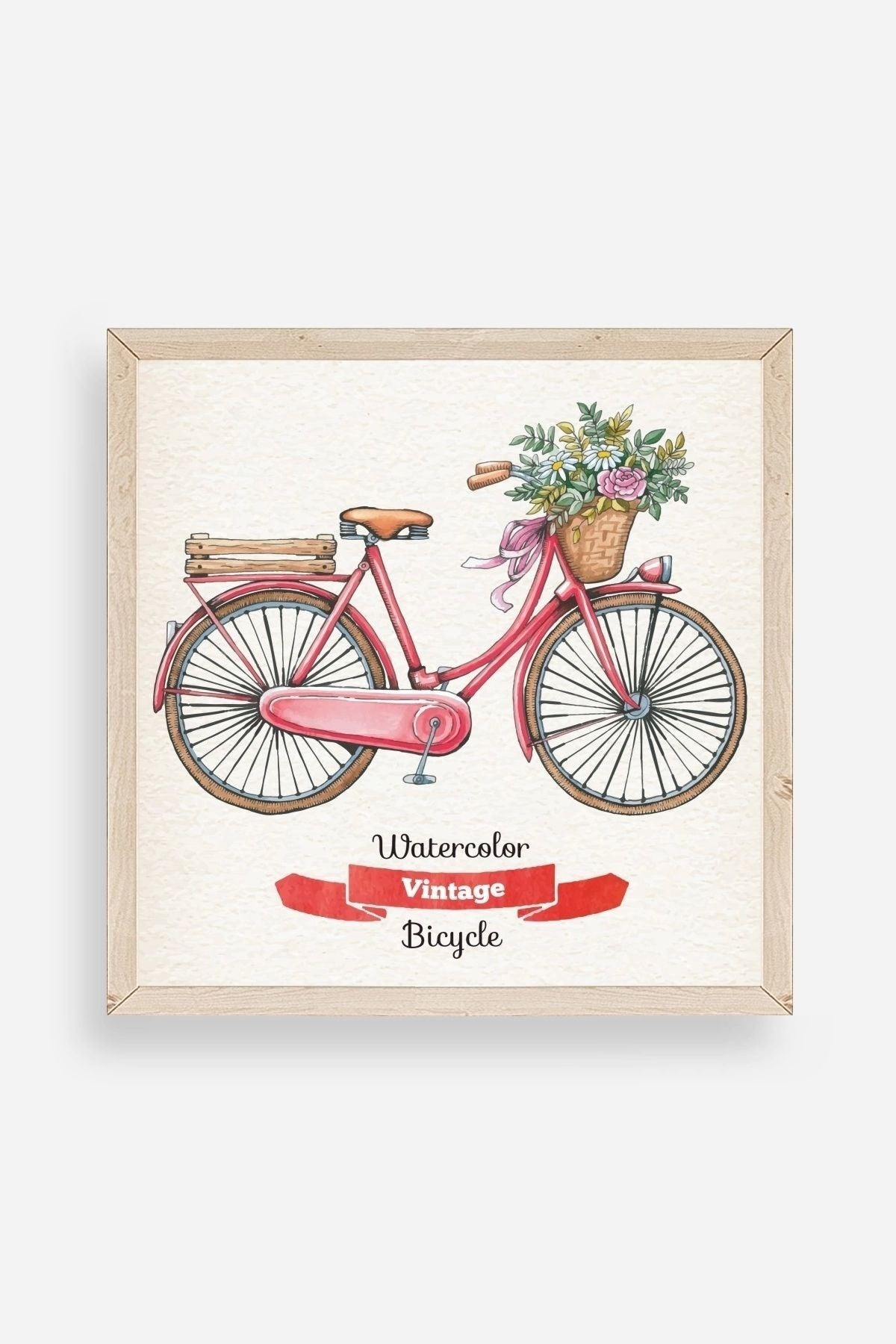 Bisiklet Ahşap Çerçeveli Tablo 50 x 50