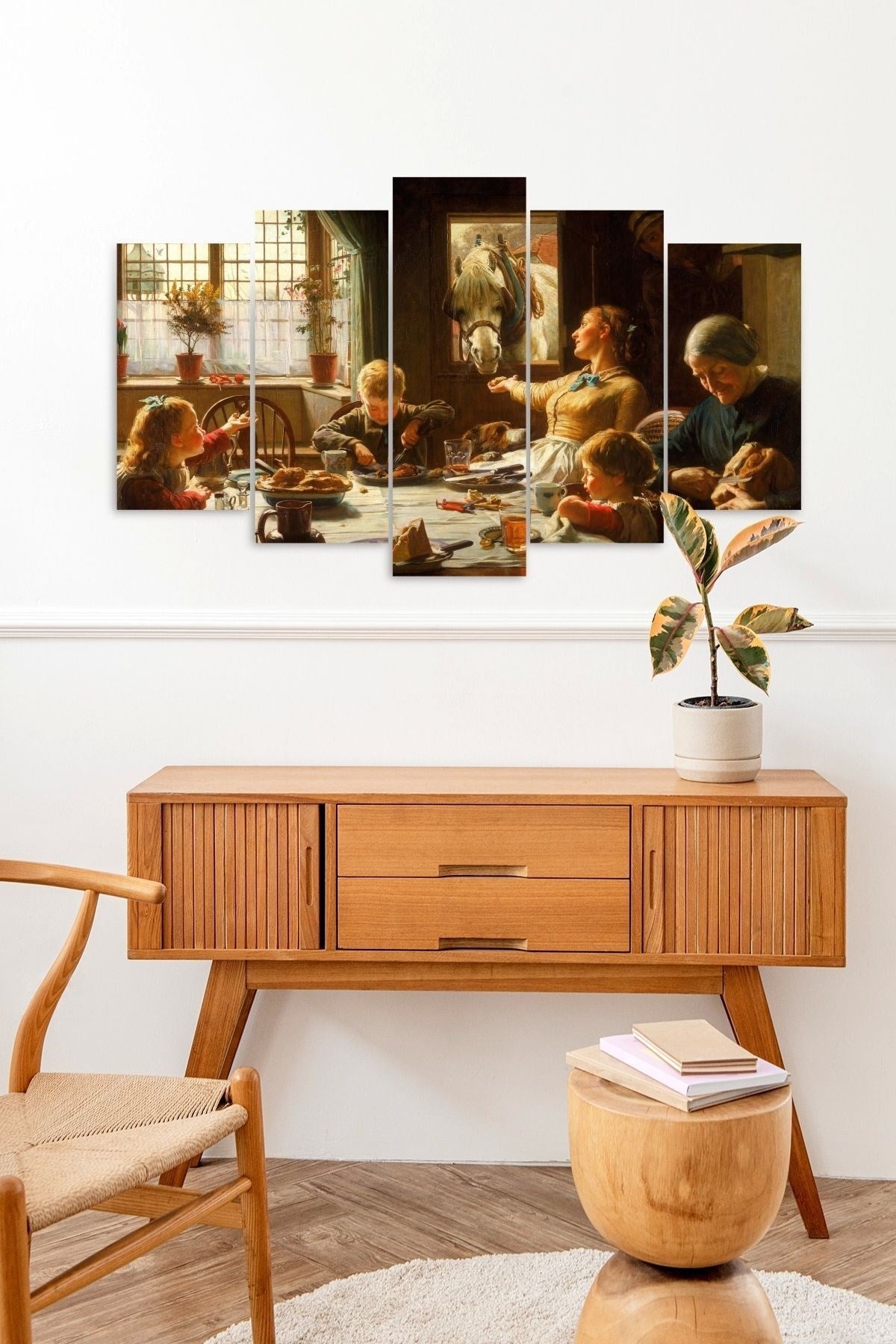 Aile Kahvaltı Çocuklar 5 Parçalı Mdf Tablo 60 x 100