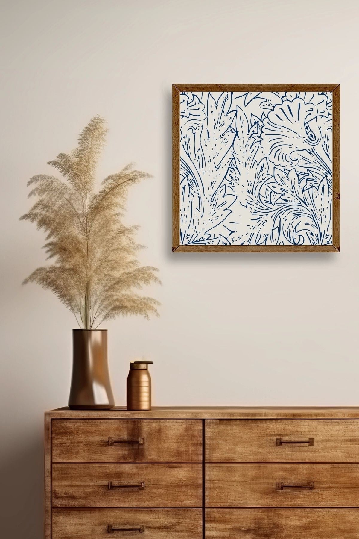 Yaprak Ahşap Çerçeveli Tablo 42 x 42