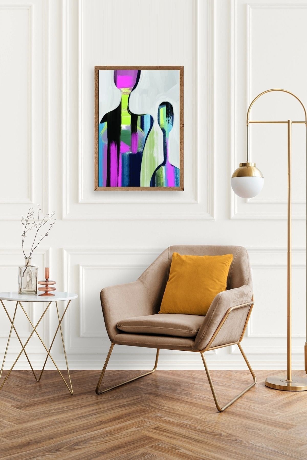 Soyut Ahşap Çerçeveli Tablo 50 x 70