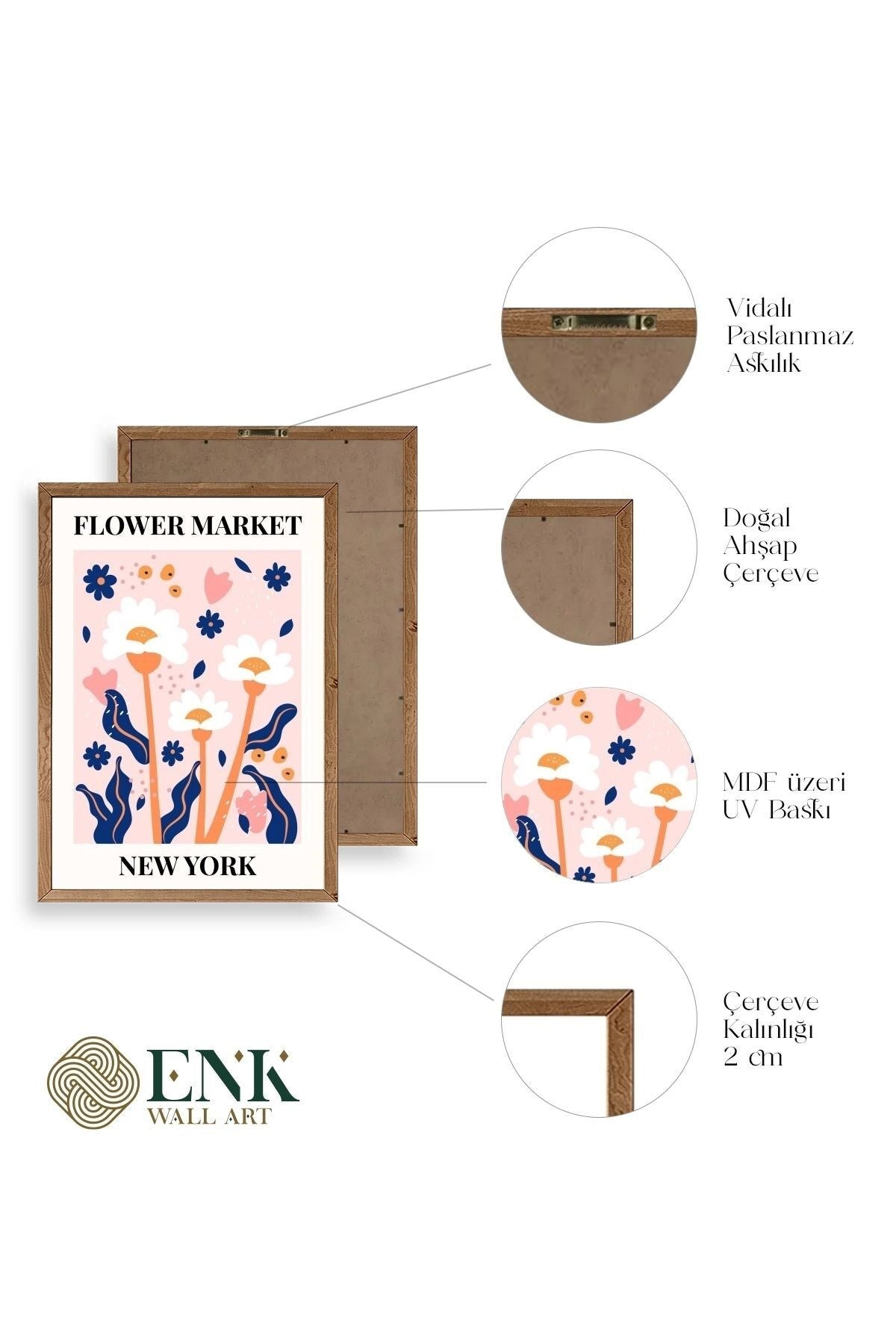 Çiçek Ahşap Çerçeveli Tablo 30 x 42