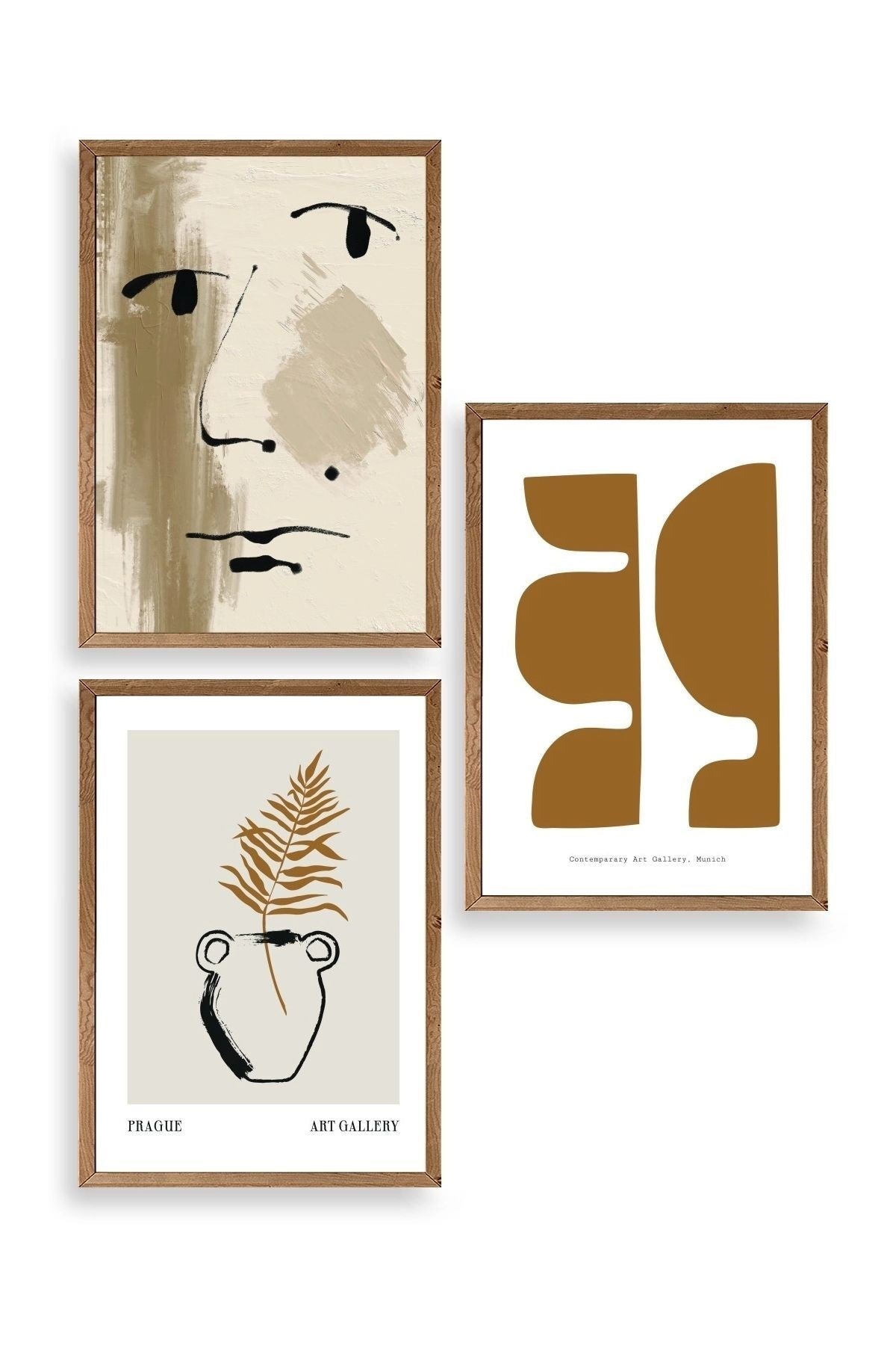 Modern Üçlü Ahşap Çerçeveli Tablo 40 x 60