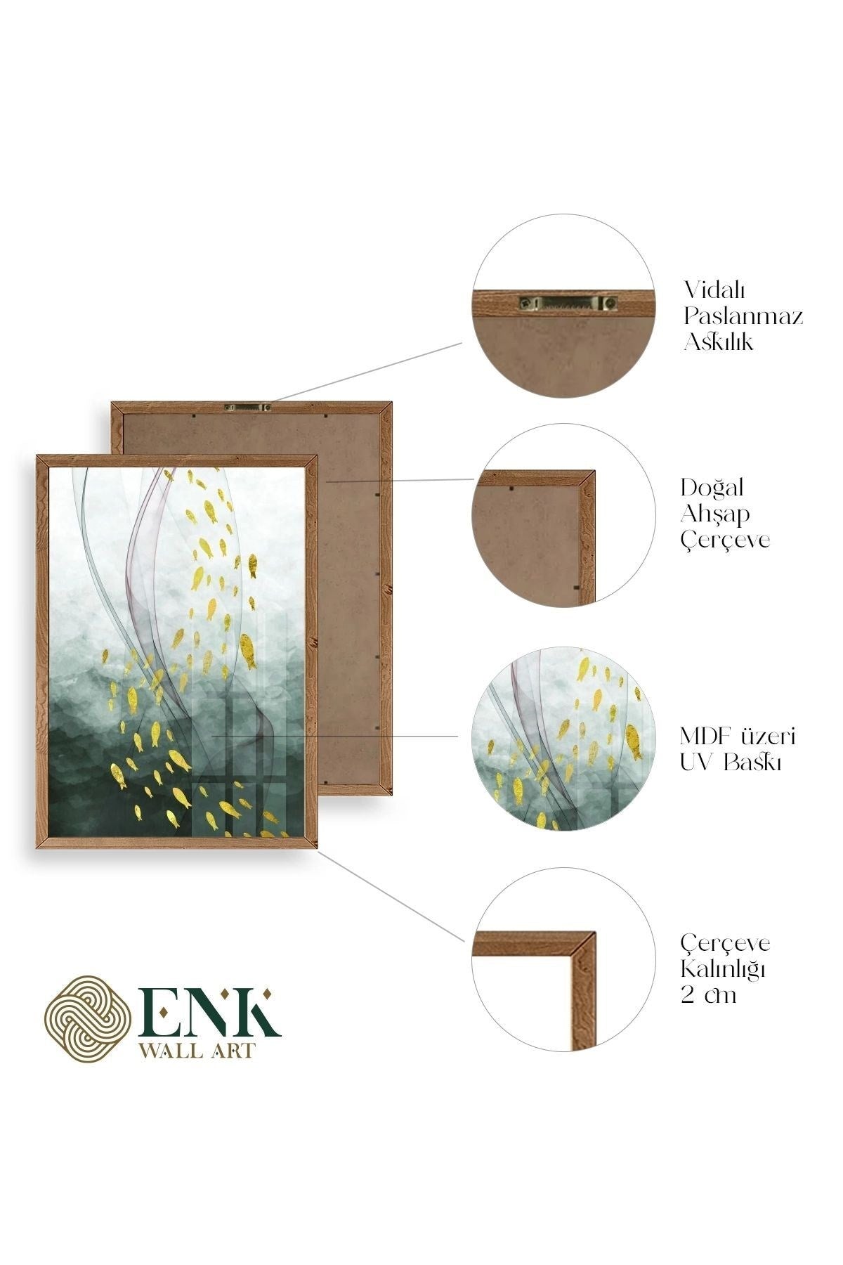 Soyut Hayvanlar Ahşap Çerçeveli Tablo 23 x 30