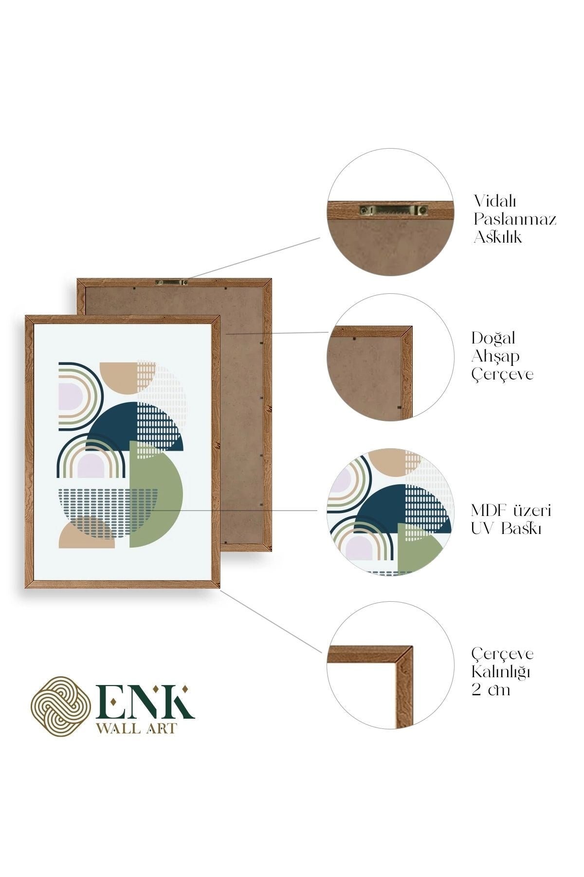 Soyut Ahşap Çerçeveli Tablo 30 x 42