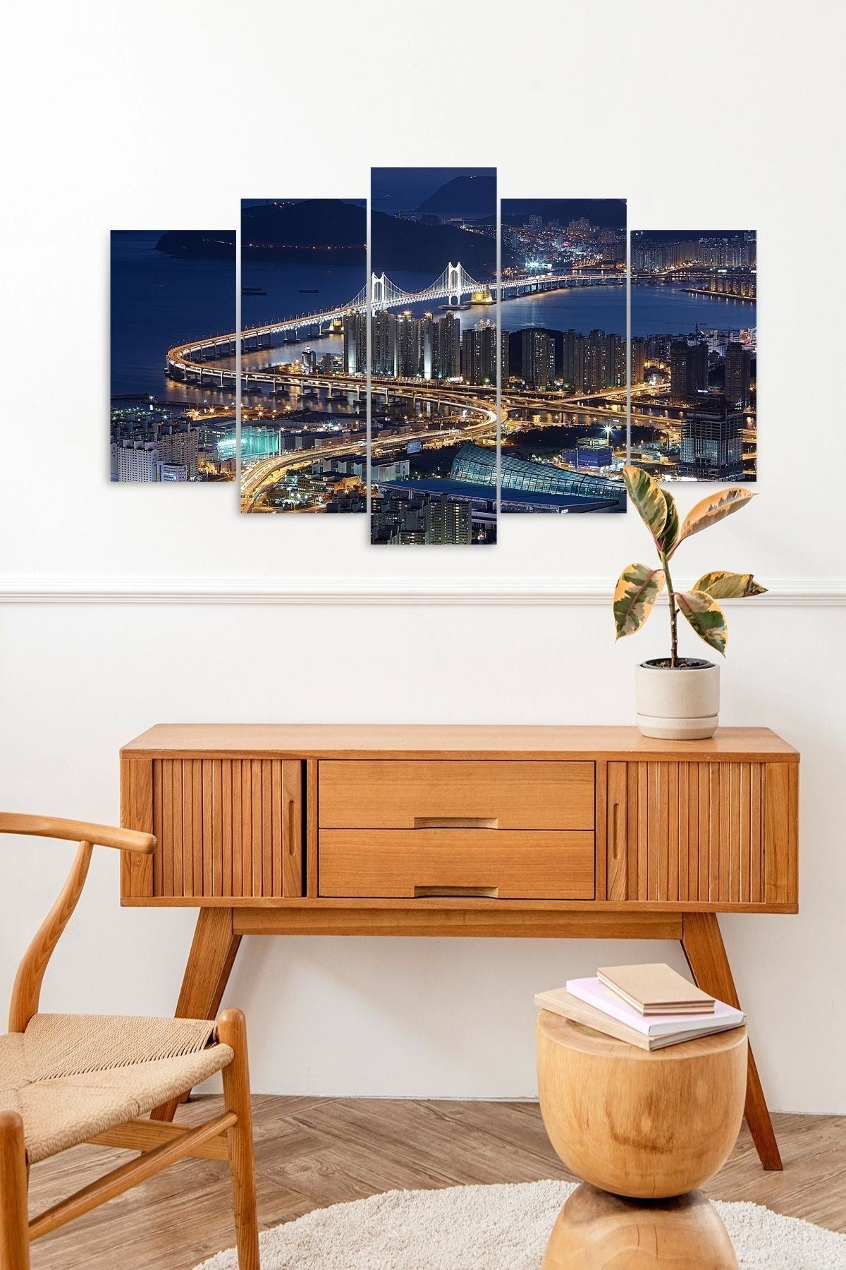 Şehir Manzarası 5 Parçalı Mdf Tablo 60 x 100