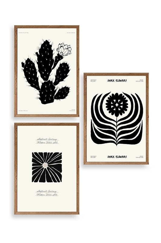 Modern Üçlü Ahşap Çerçeveli Tablo 30 x 40