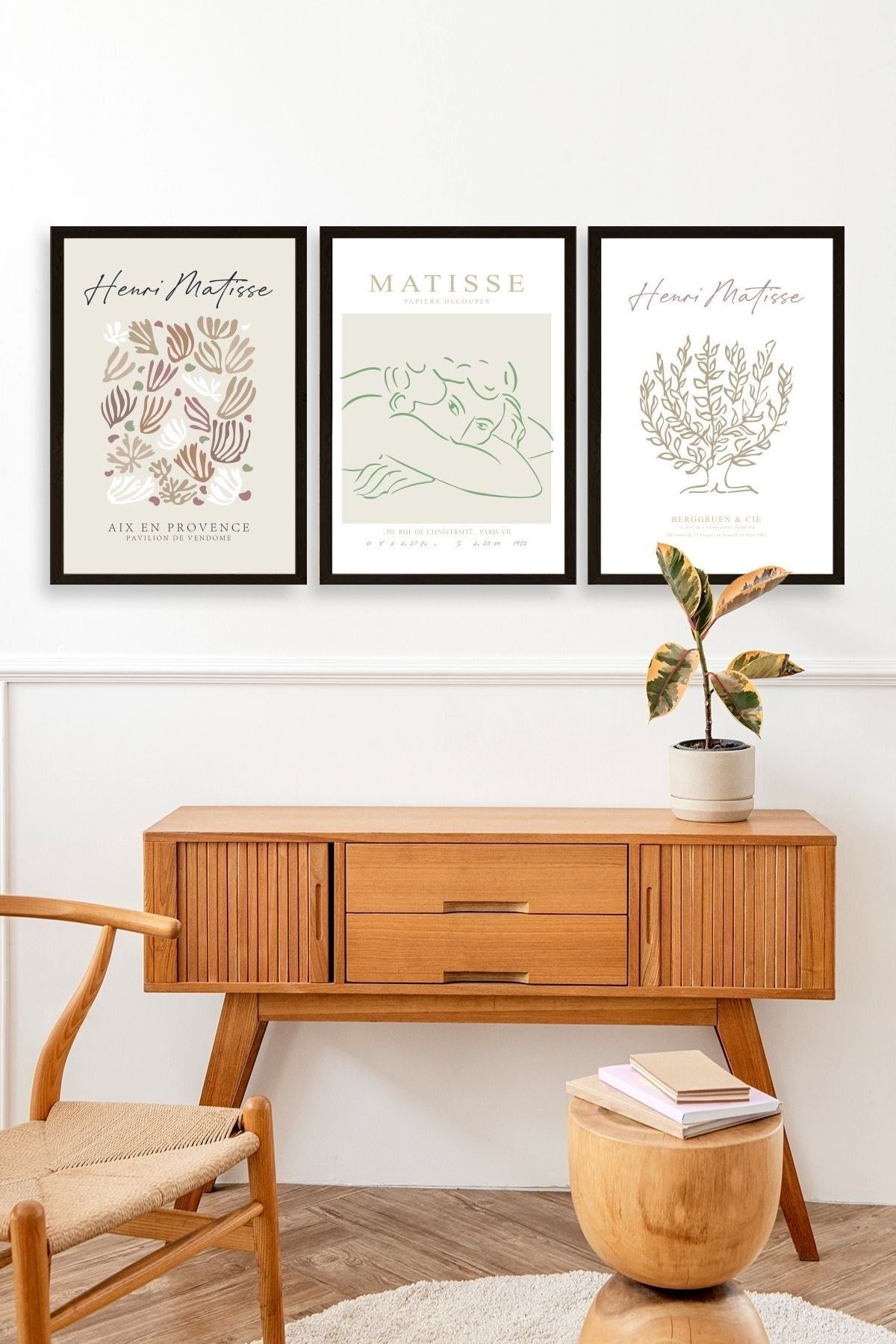 Matisse Üçlü Ahşap Çerçeveli Tablo 23 x 30