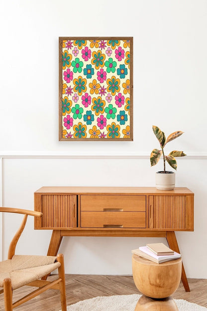 Çiçekler Ahşap Çerçeveli Tablo 30 x 42