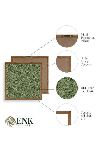 Yaprak Ahşap Çerçeveli Tablo 50 x 50