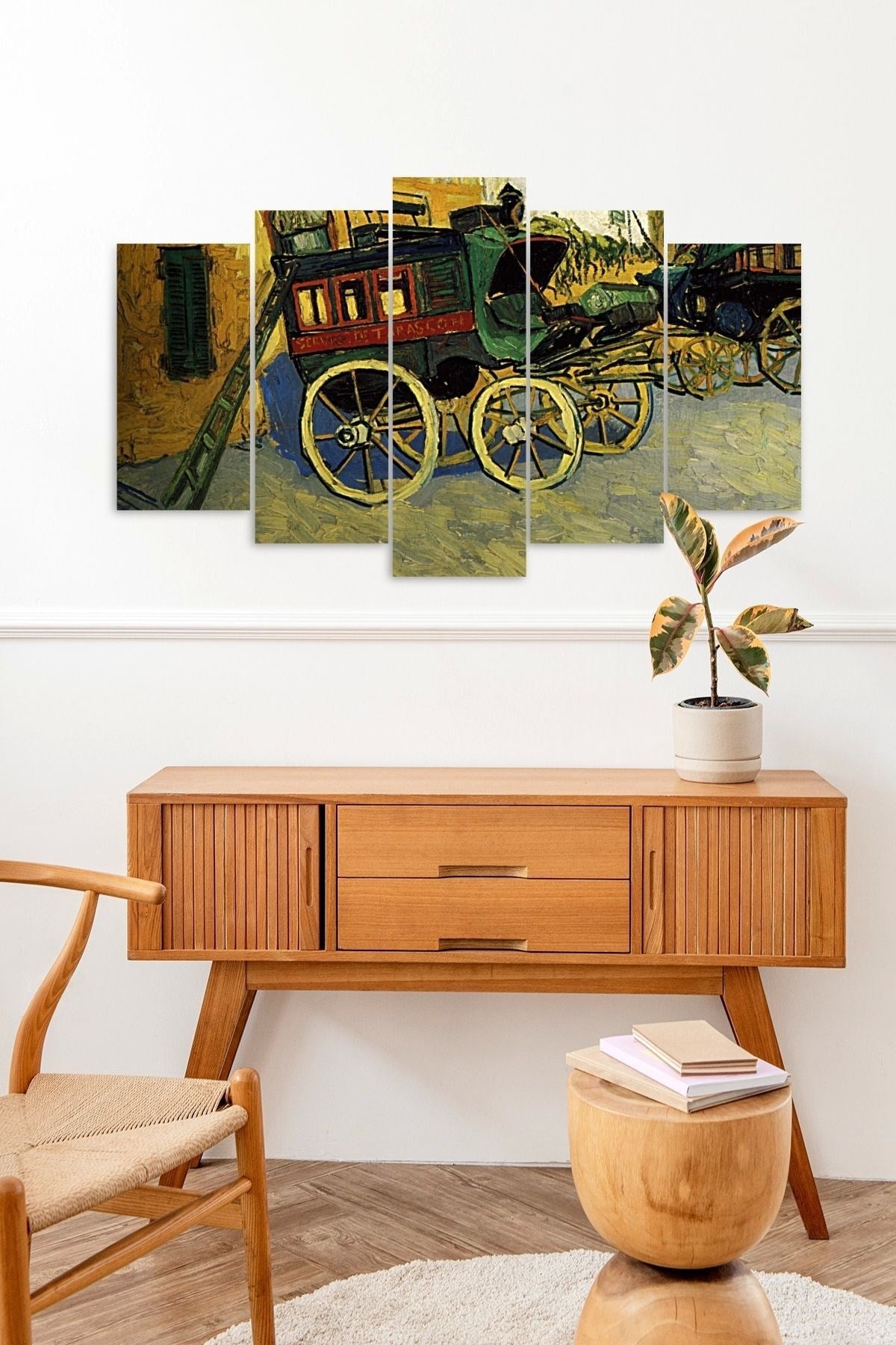 At Arabası Retro 5 Parçalı Mdf Tablo 60 x 100