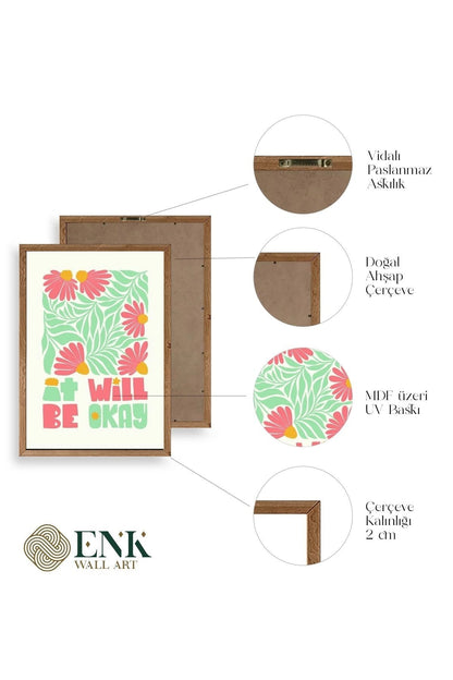 Motto Ahşap Çerçeveli Tablo 50 x 70