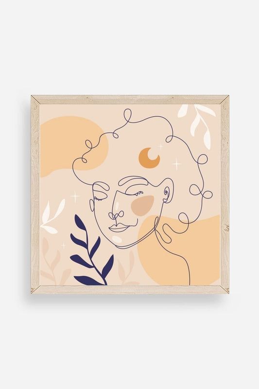 Kadın Ahşap Çerçeveli Tablo 50 x 50