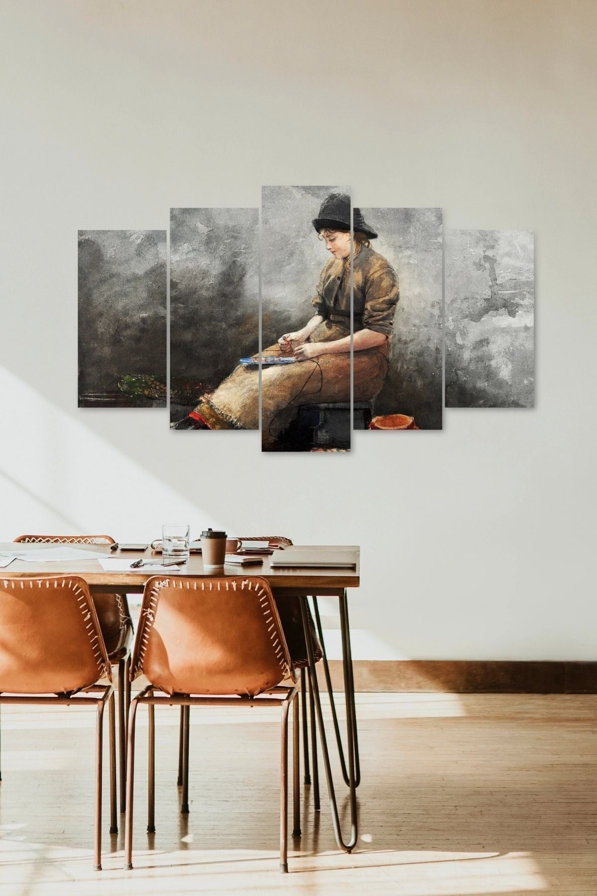 Kadın Manzarası 5 Parçalı Mdf Tablo 60 x 100