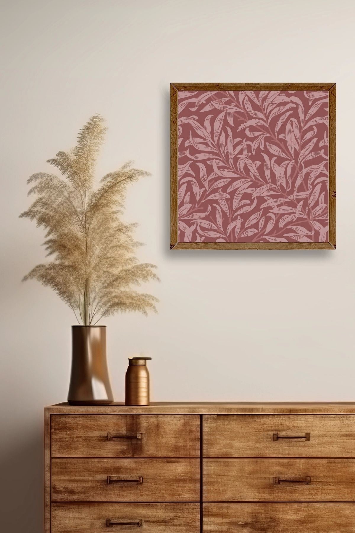 Yaprak Ahşap Çerçeveli Tablo 23 x 23