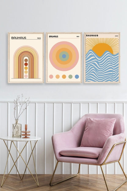 Bauhaus Üçlü Ahşap Çerçeveli Tablo 40 x 60