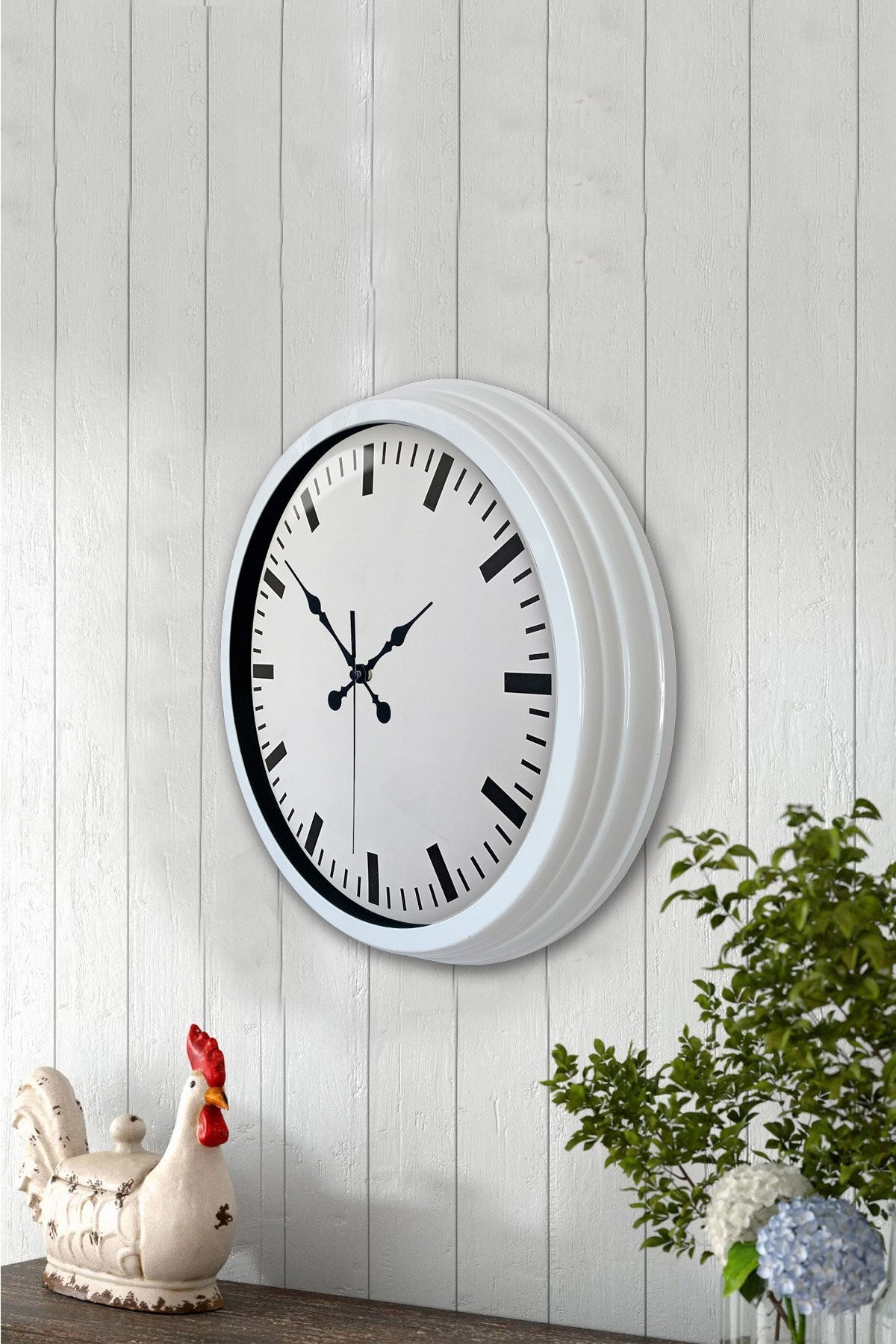 Zentime 40 Cm Metal  Beyaz Modern Duvar Saati