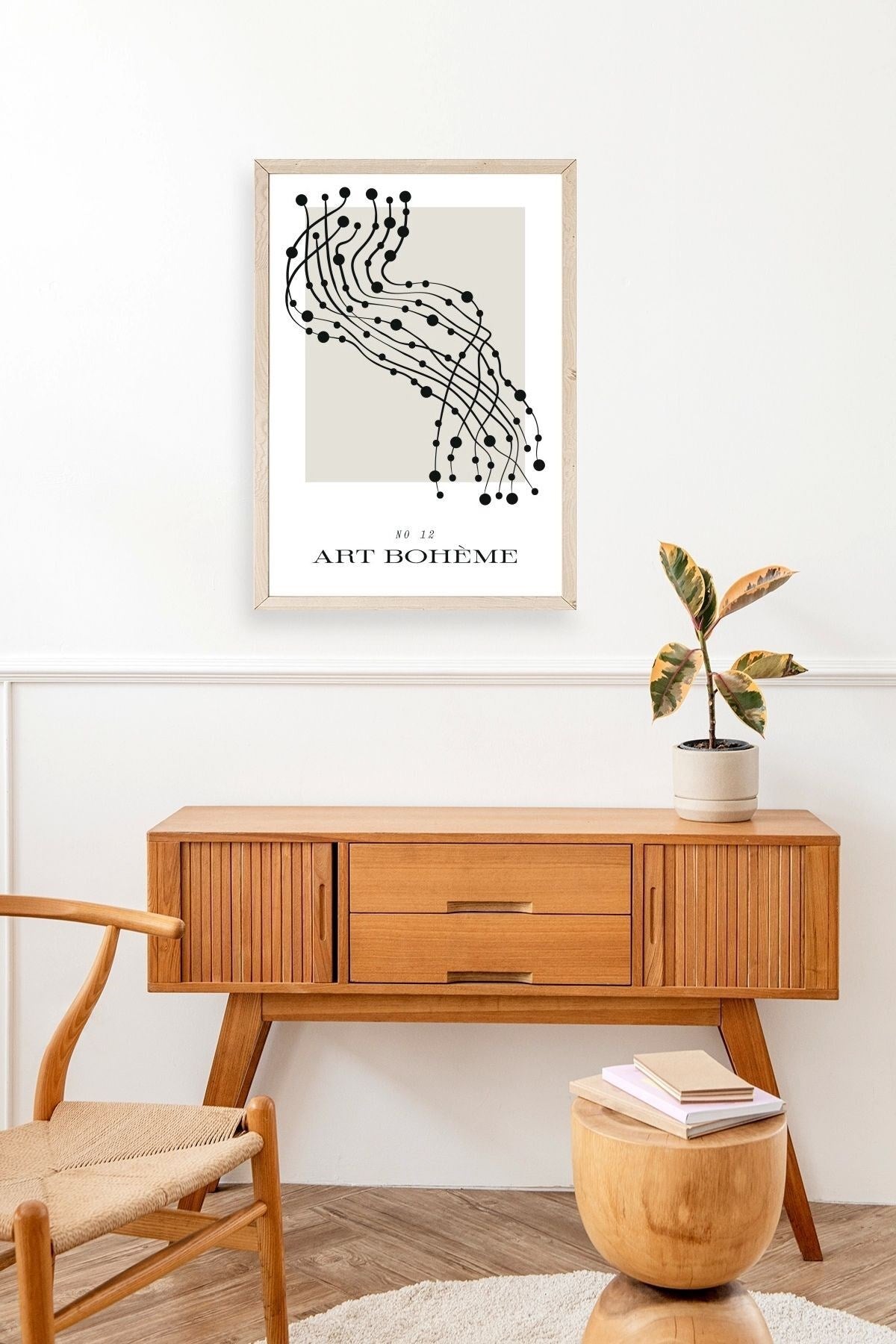 Soyut Ahşap Çerçeveli Tablo 50 x 70