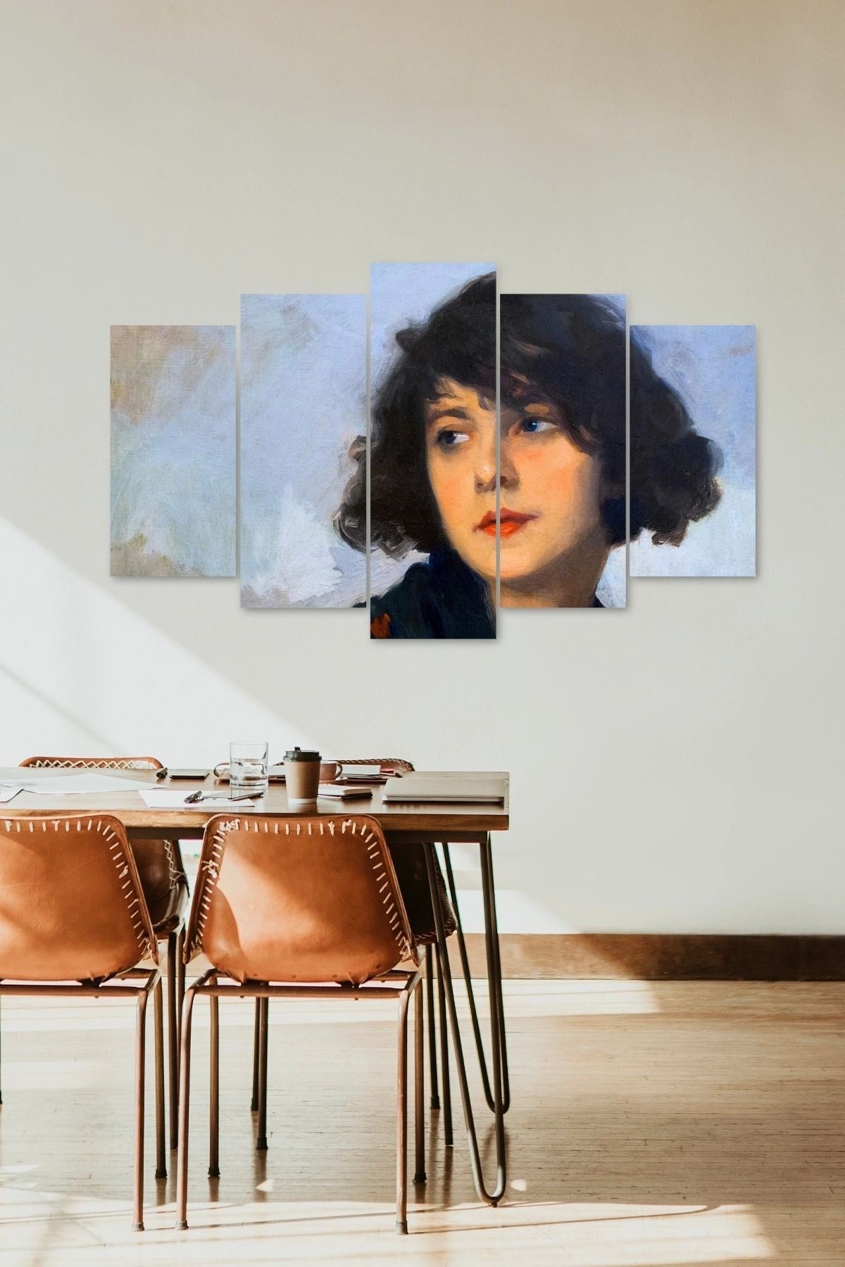 Kadın Manzarası 5 Parçalı Mdf Tablo 60 x 100