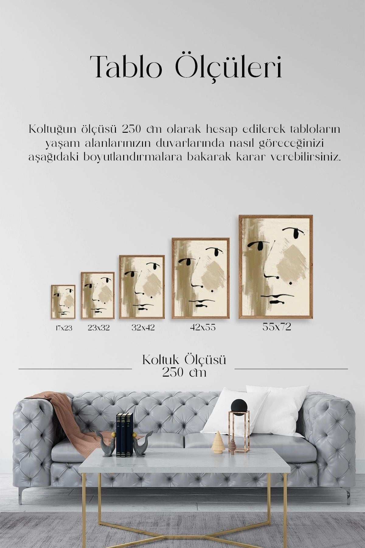 Soyut Yüz Ahşap Çerçeveli Tablo 50 x 70