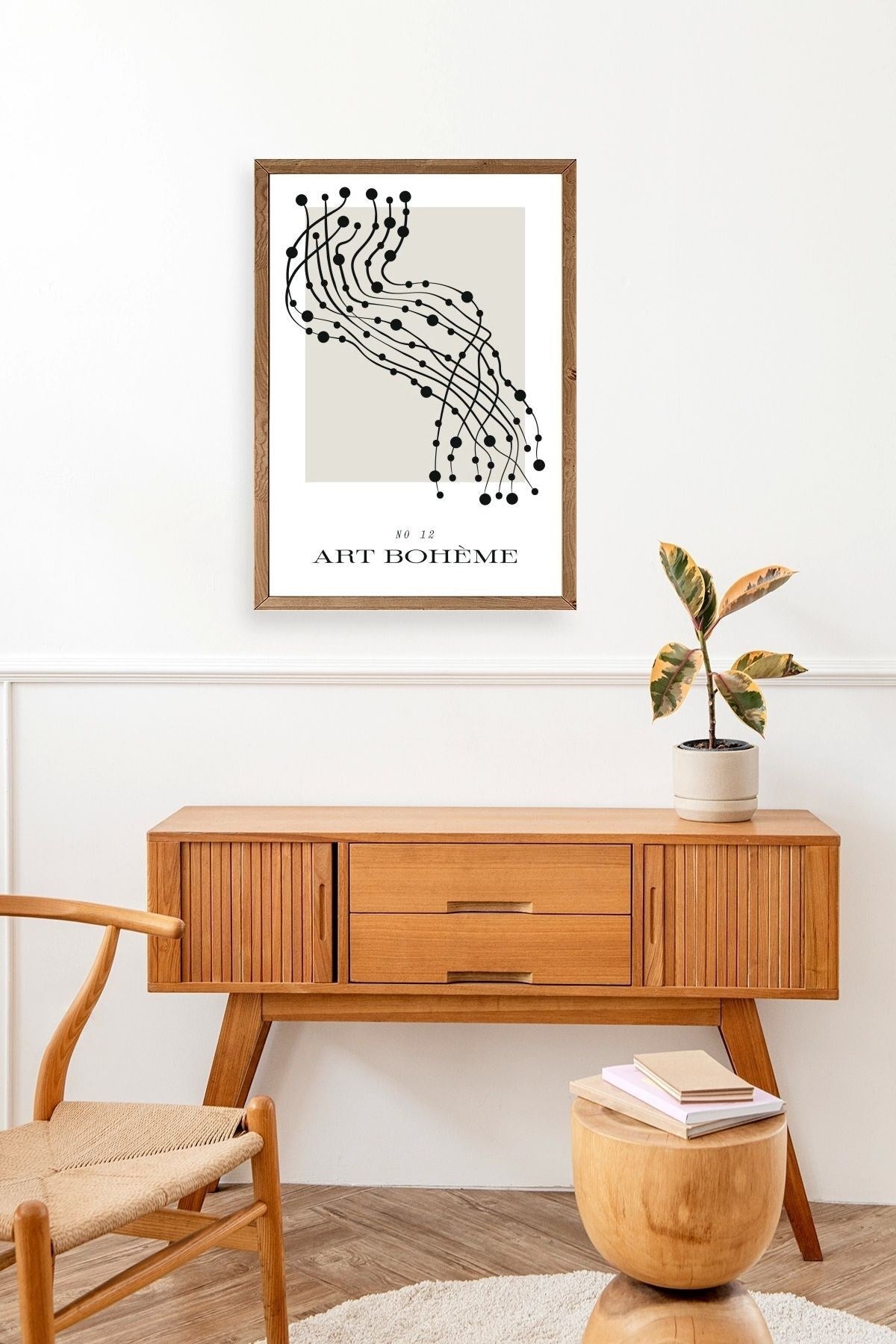 Soyut Ahşap Çerçeveli Tablo 23 x 30