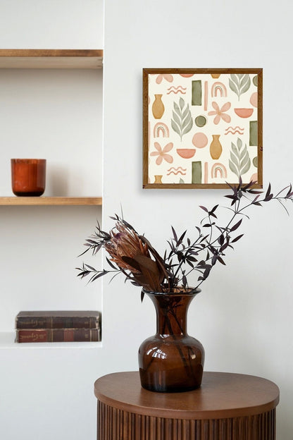 Yaprak Ahşap Çerçeveli Tablo 23 x 23