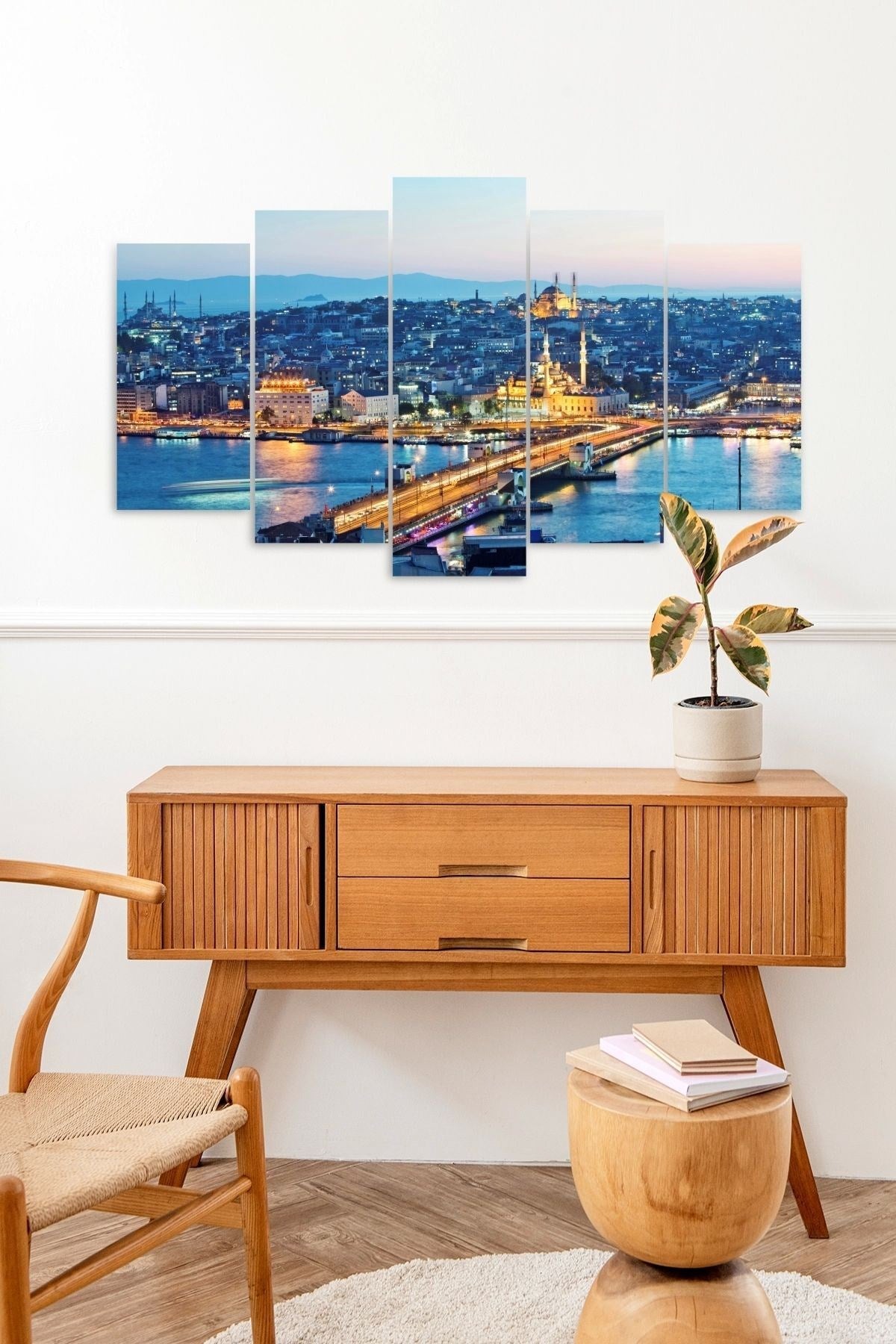 Şehir Manzarası 5 Parçalı Mdf Tablo 60 x 100