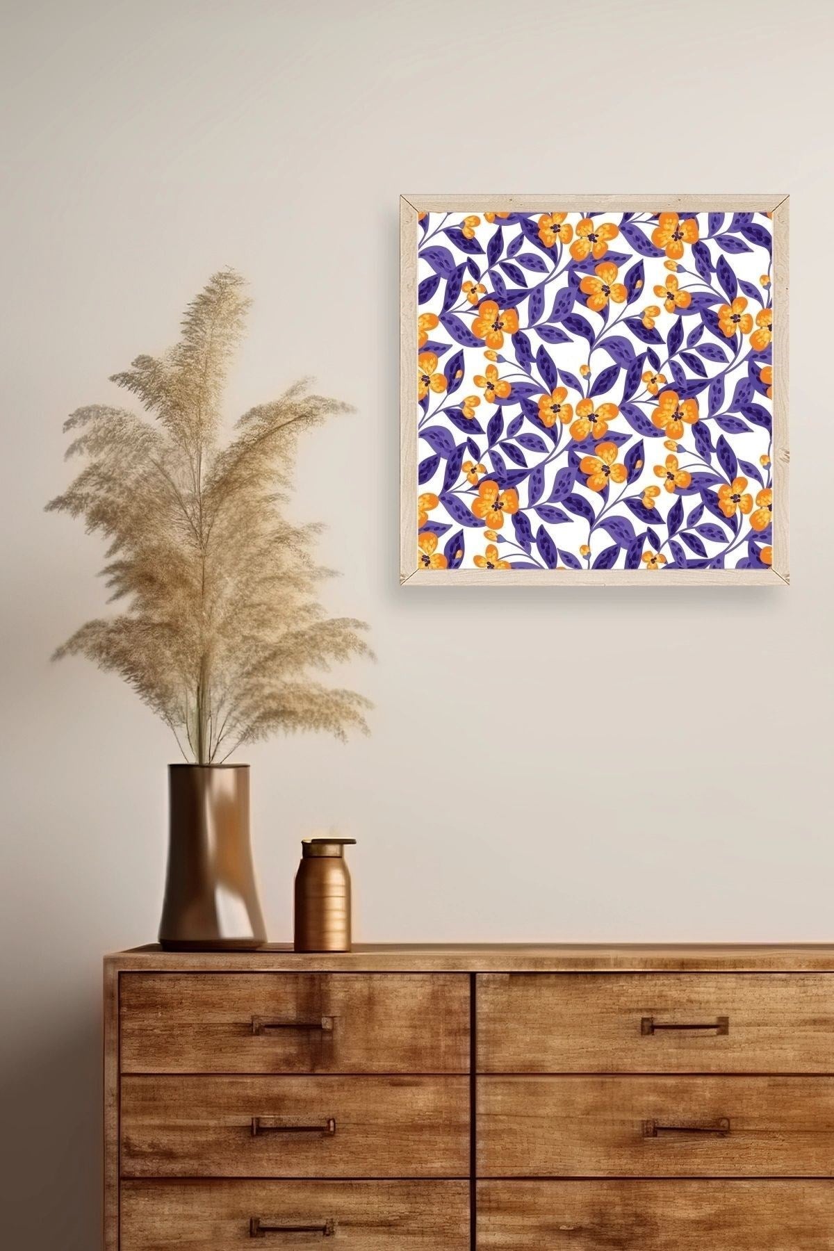 Çiçek Ahşap Çerçeveli Tablo 23 x 23