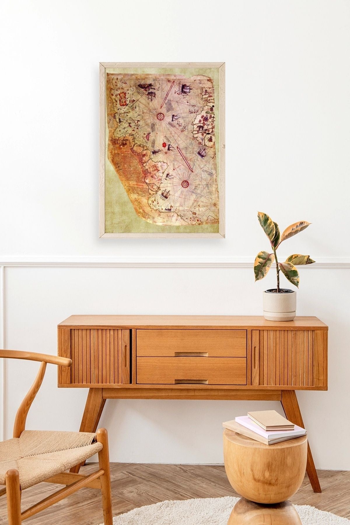 Harita Ahşap Çerçeveli Tablo 23 x 30