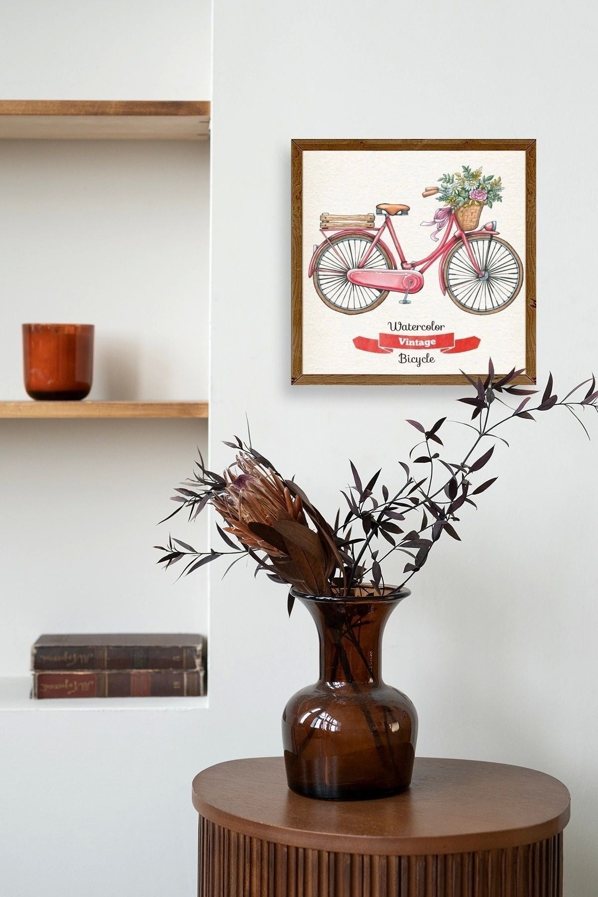 Bisiklet Ahşap Çerçeveli Tablo 50 x 50
