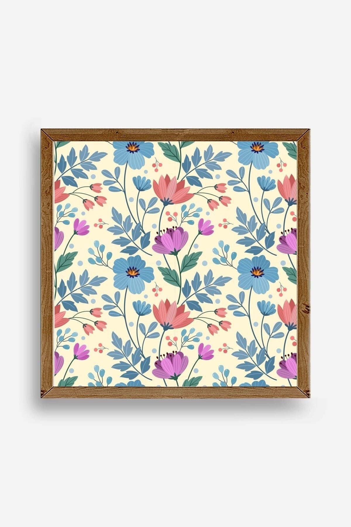 Çiçek Ahşap Çerçeveli Tablo 50 x 50