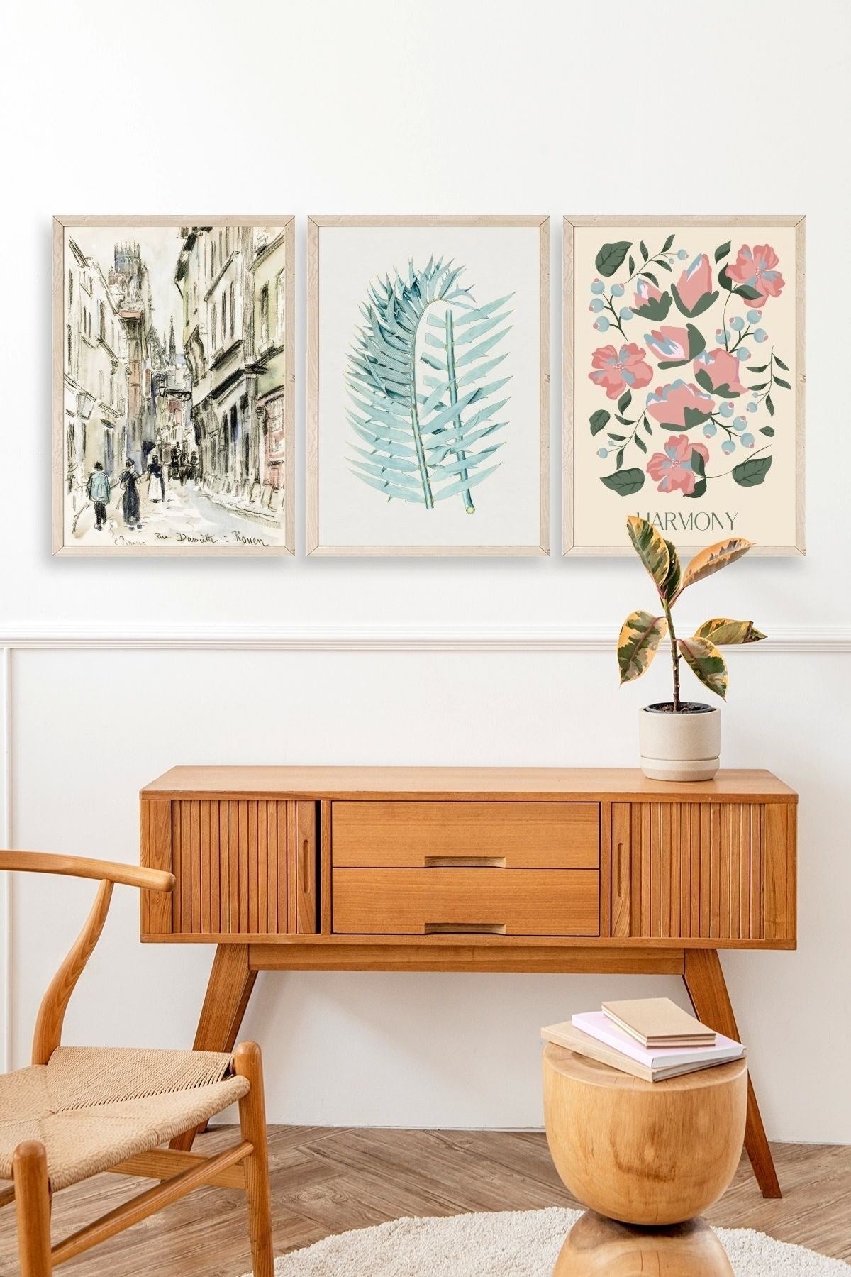 Harmony Üçlü Ahşap Çerçeveli Tablo 40 x 60