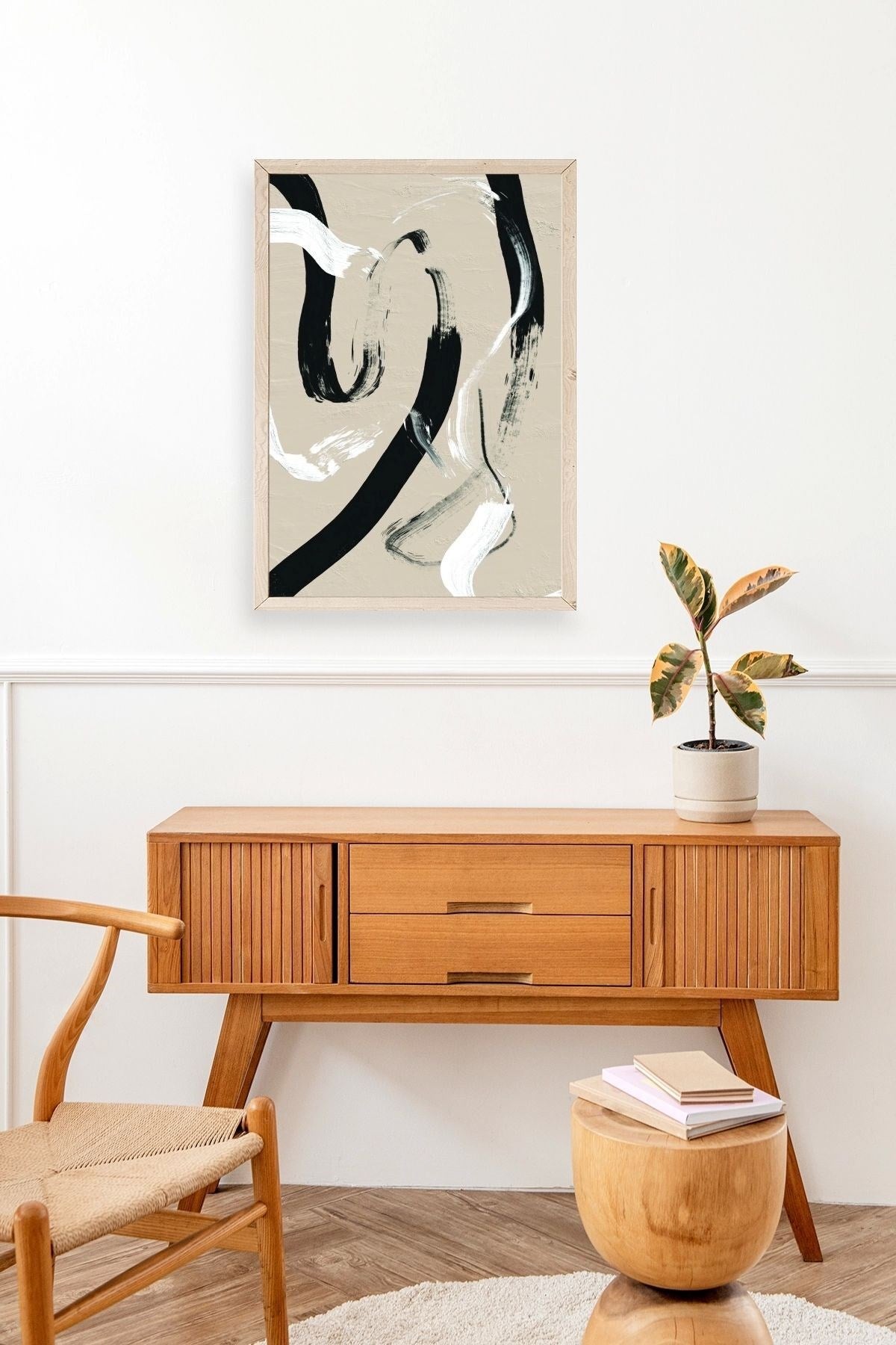 Soyut Ahşap Çerçeveli Tablo 30 x 42