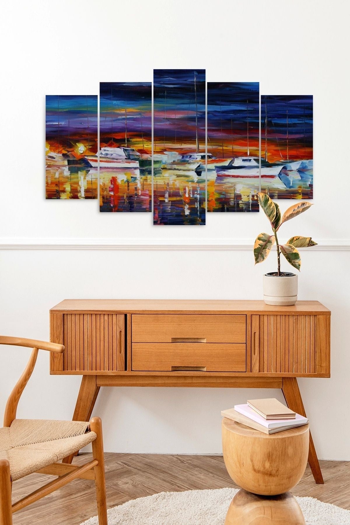 Deniz Manzarası 5 Parçalı Mdf Tablo 60 x 100