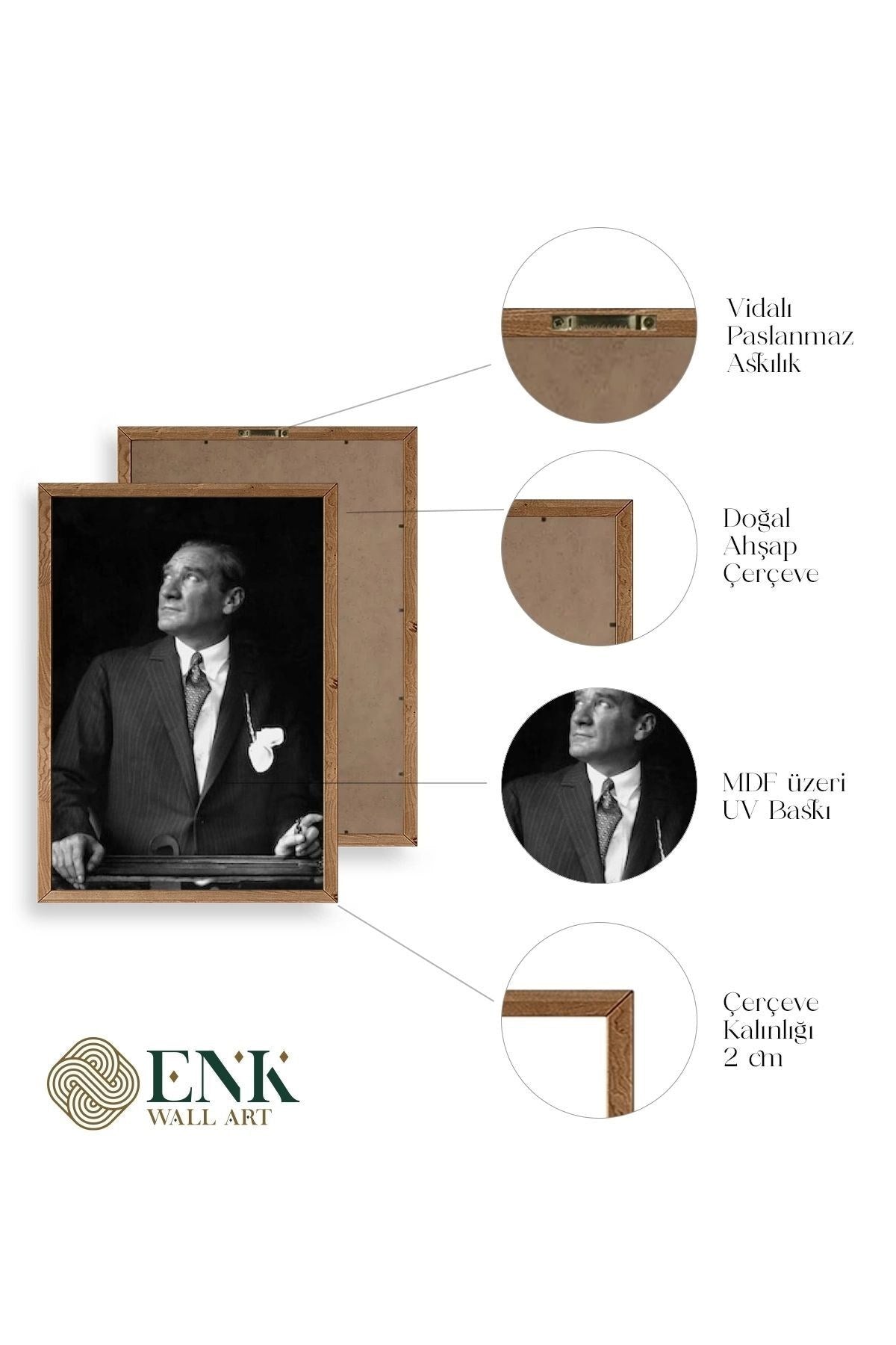 Atatürk Ahşap Çerçeveli Tablo 17 x 23